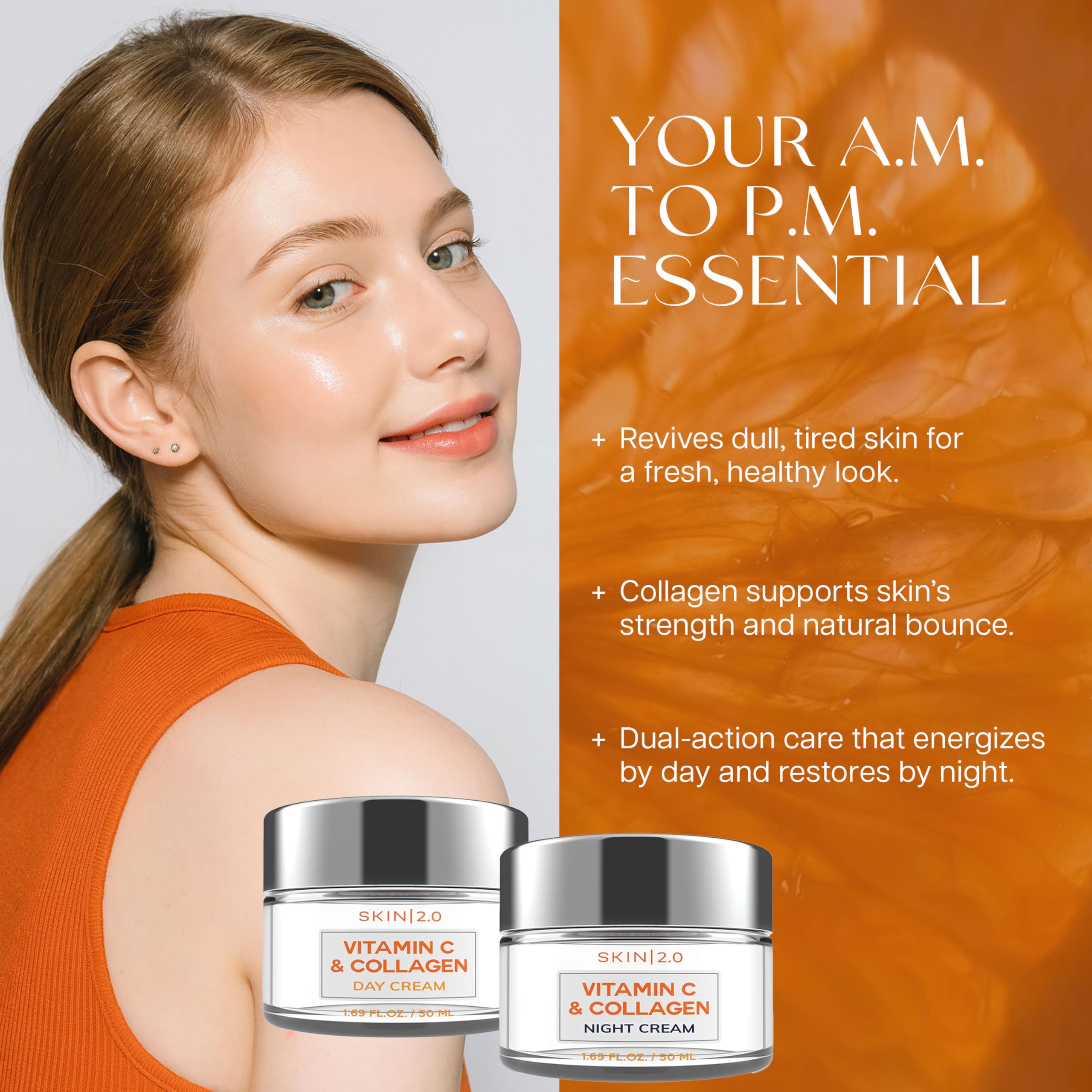 Skin 2.0 envase crema día, fácil de aplicar y ligero.