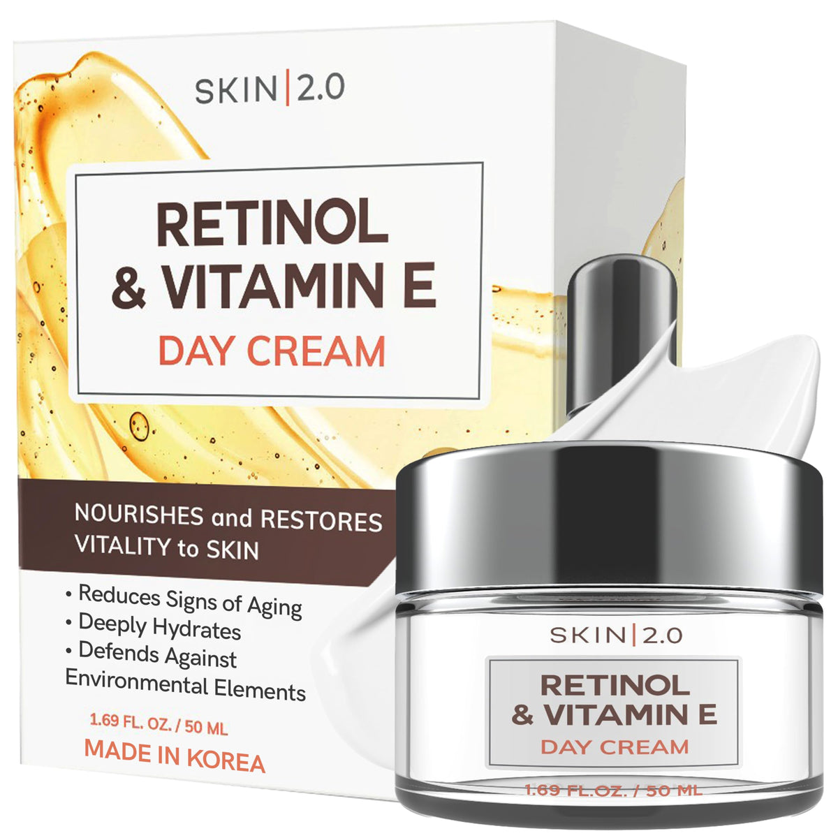 Skin 2.0 crema facial retinol y vitamina E para hidratación y suavidad
