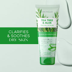 Skin 2.0 exfoliante Tea Tree Aloe, textura granular suave para exfoliación efectiva.