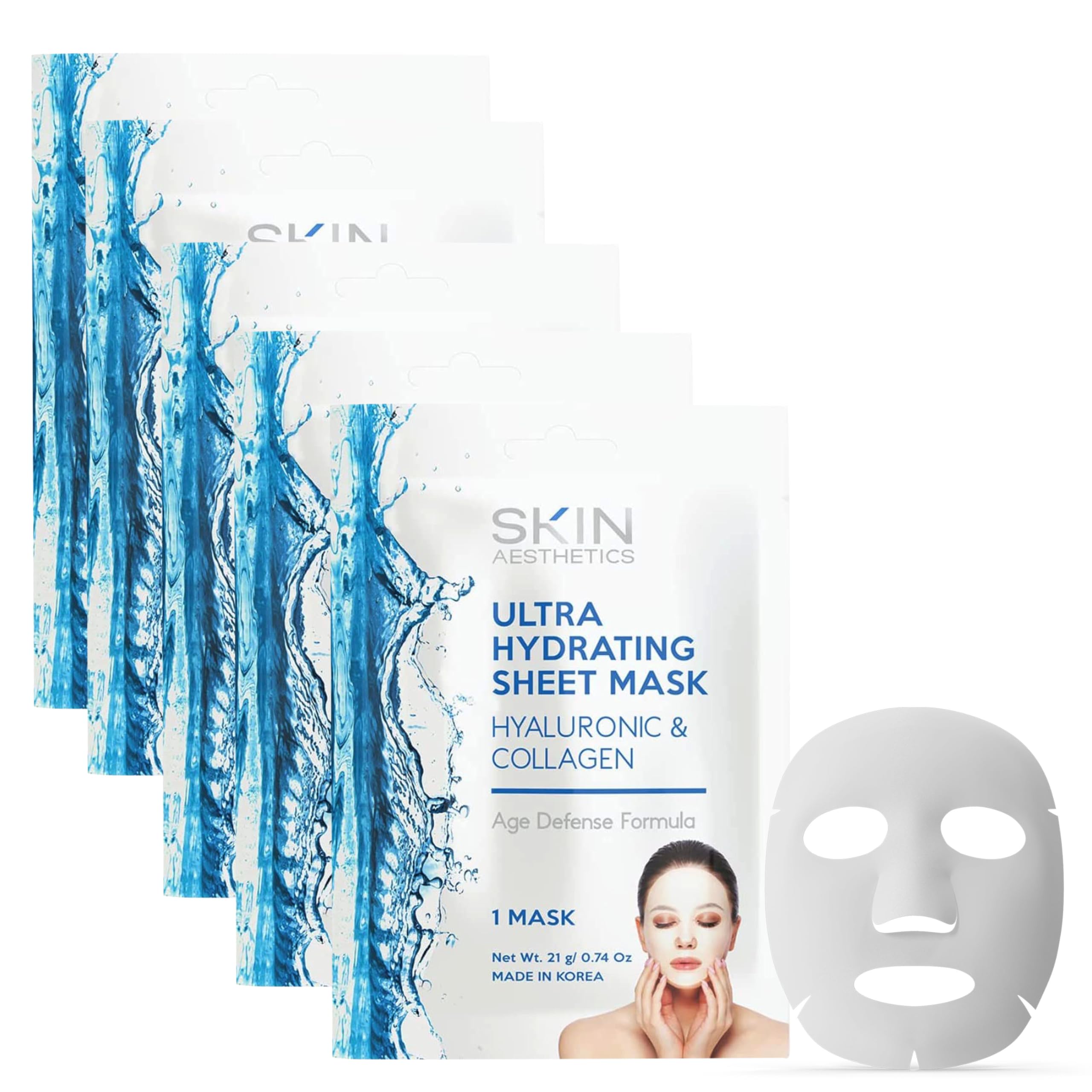 Skin Aesthetics mascarilla hoja hialuronico-colageno en empaque para hidratación intensa.