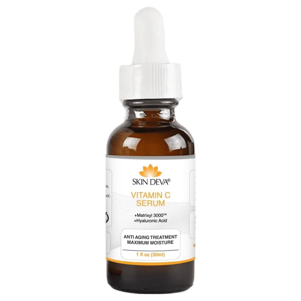 Skin Deva Serum Vitamina C y ácido hialurónico, botella de 1 onza para hidratación profunda