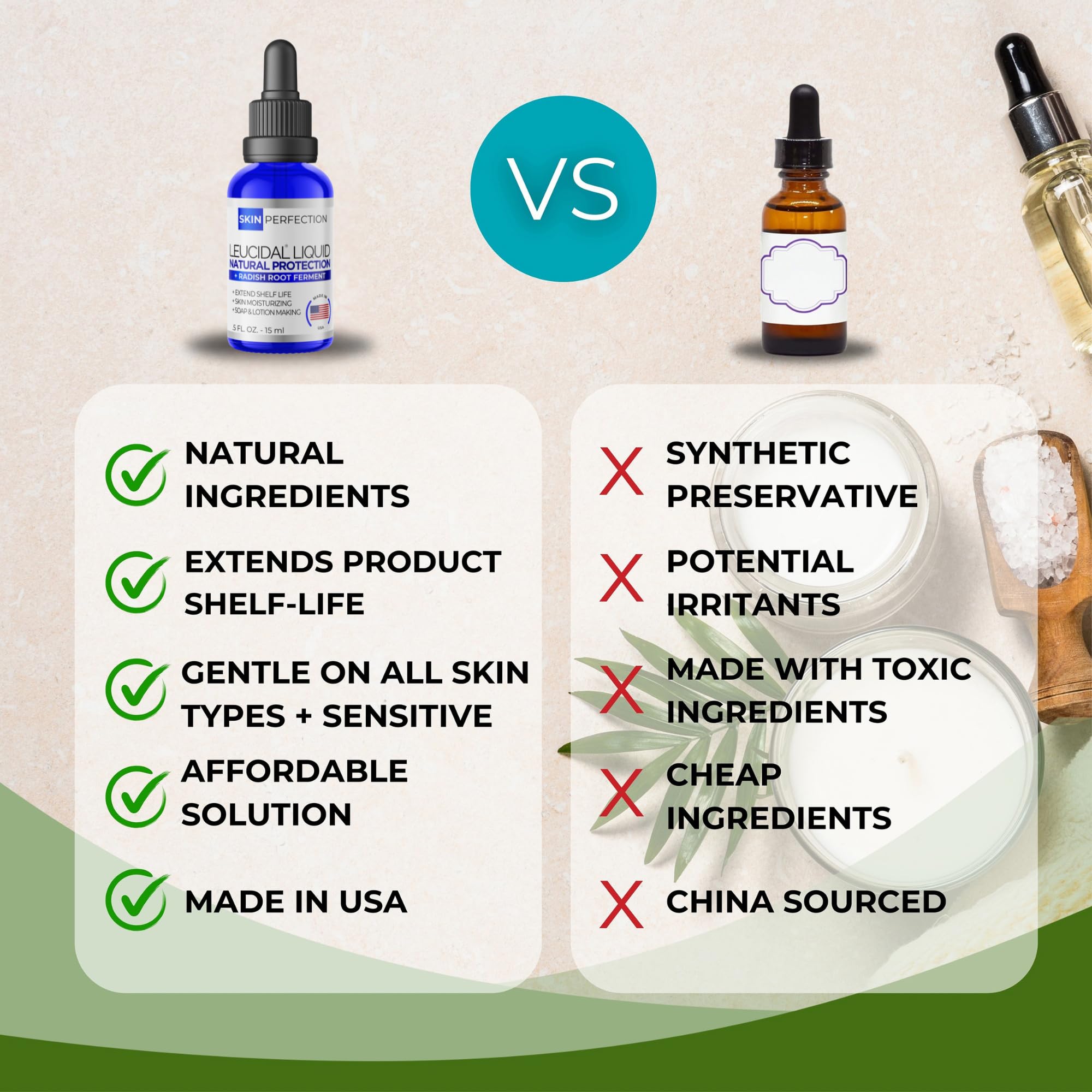 Contenedor de vidrio Skin Perfection Leucidal Liquid protege la estabilidad de tus creaciones.