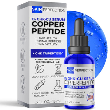 Sérum Skin Perfection GHK-CU dans une bouteille bleue, protection lumineuse