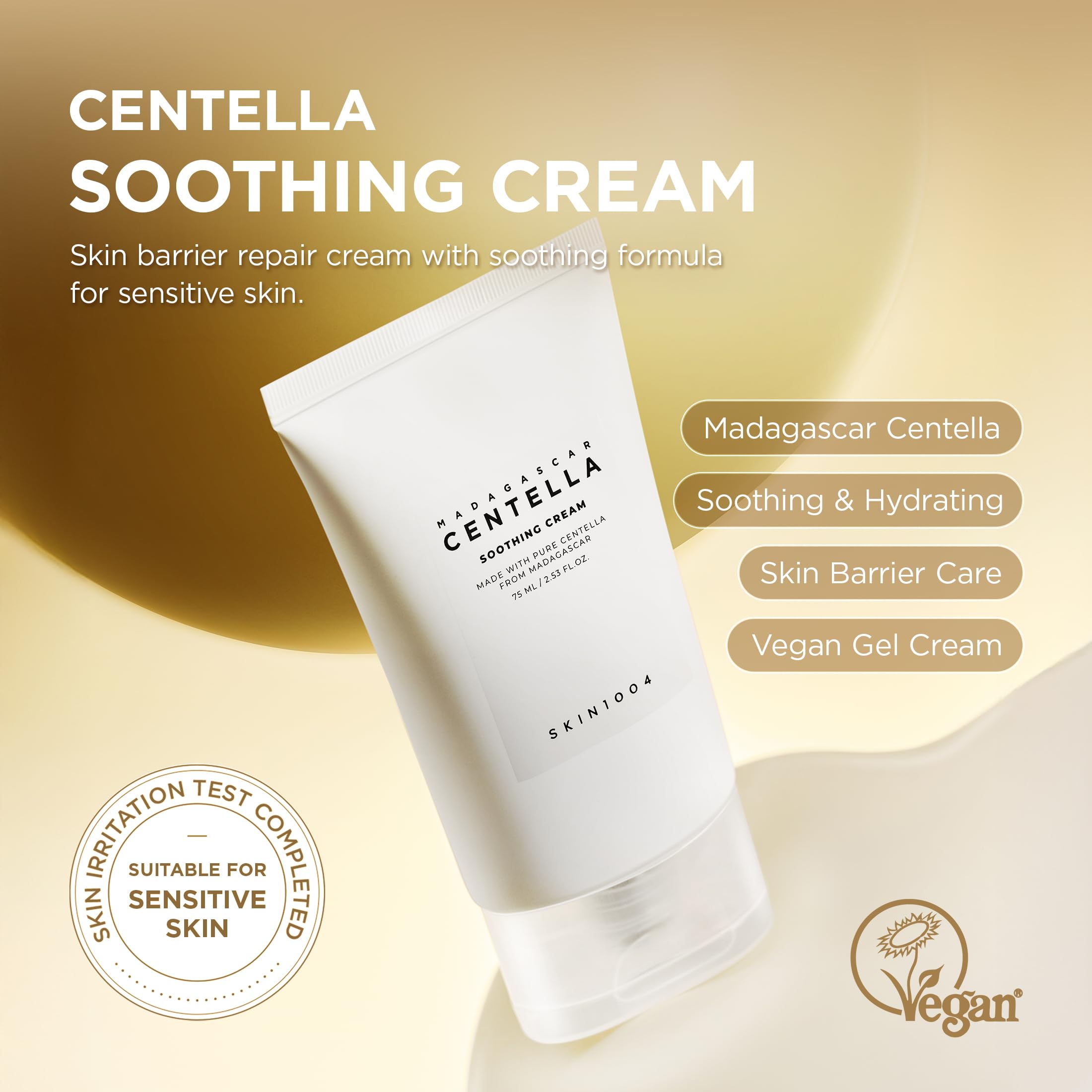 Etiqueta con ingredientes clave de SKIN1004 Centella para un cuidado equilibrado de la piel.