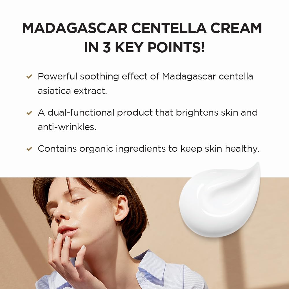 SKIN1004 Madagascar Centella Cream, ingredientes orgánicos para un cuidado suave.