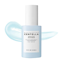 Skin1004 Hyalu-Cica Blue Serum bottle highlighting hydrating formula for daily use