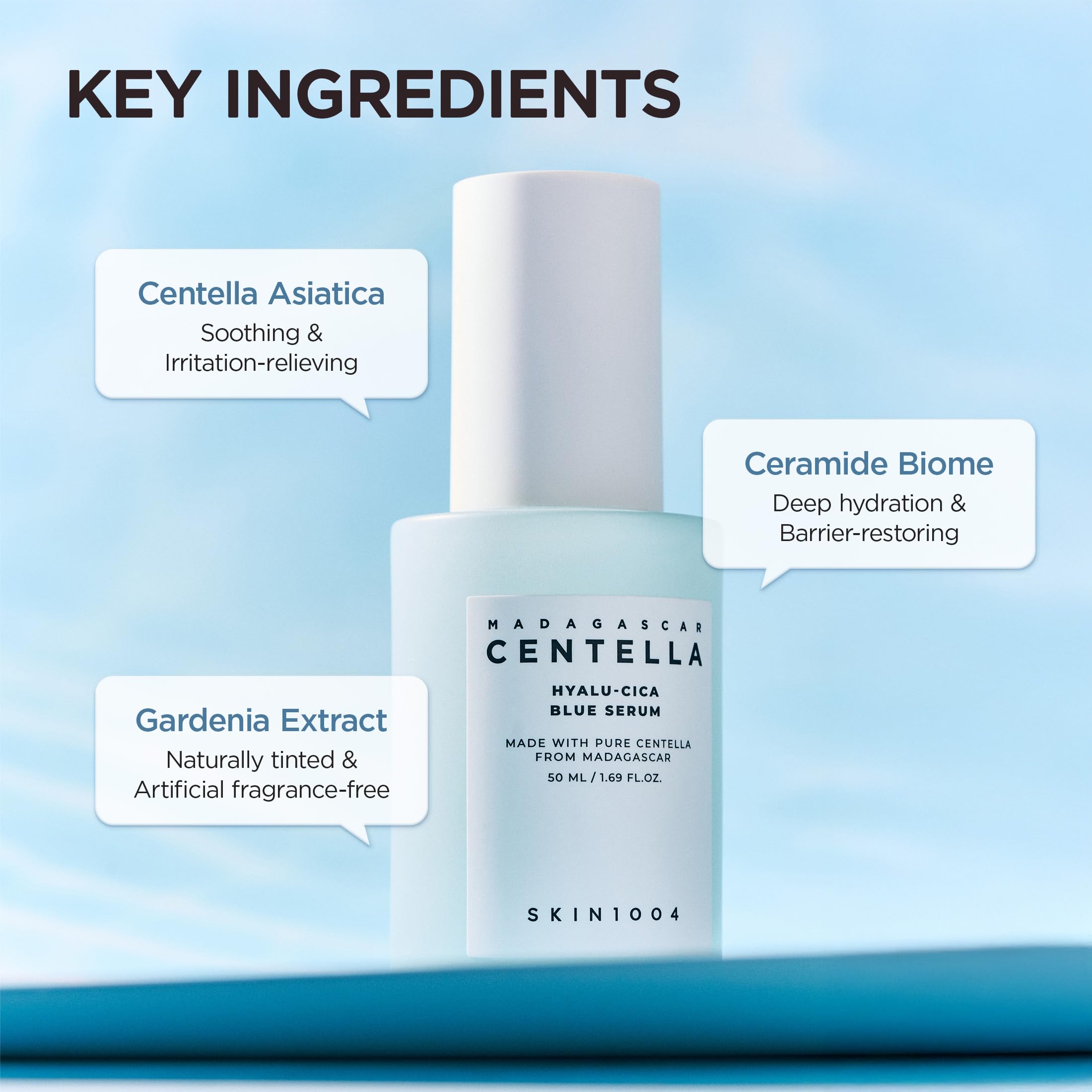 Close-up of texture showing lightweight hydration from Skin1004 Hyalu-Cica Blue Serum