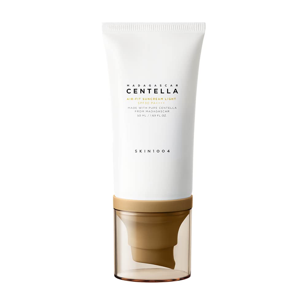 SKIN1004 Madagascar Centella Air-fit Suncream Light en bote, protección SPF30 sin residuo blanco.