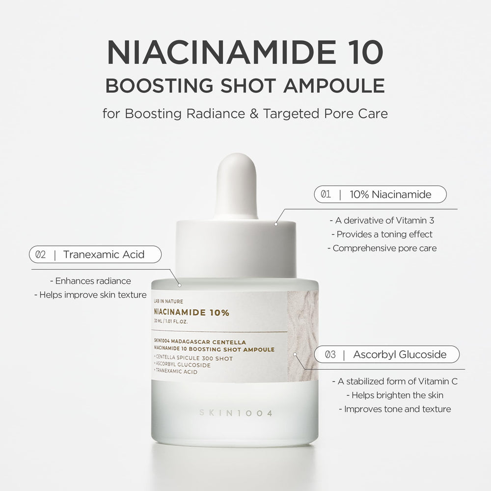SKIN1004 Niacinamide 10% Boosting Shot serum-texture with feather-light application.