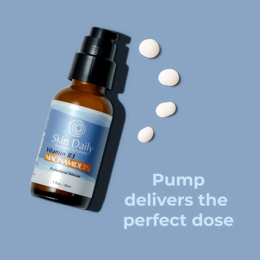 Skin Daily Skincare Solutions Niacinamida Serum: bomba dispensadora ofrece dosis precisa y sin desperdicio.