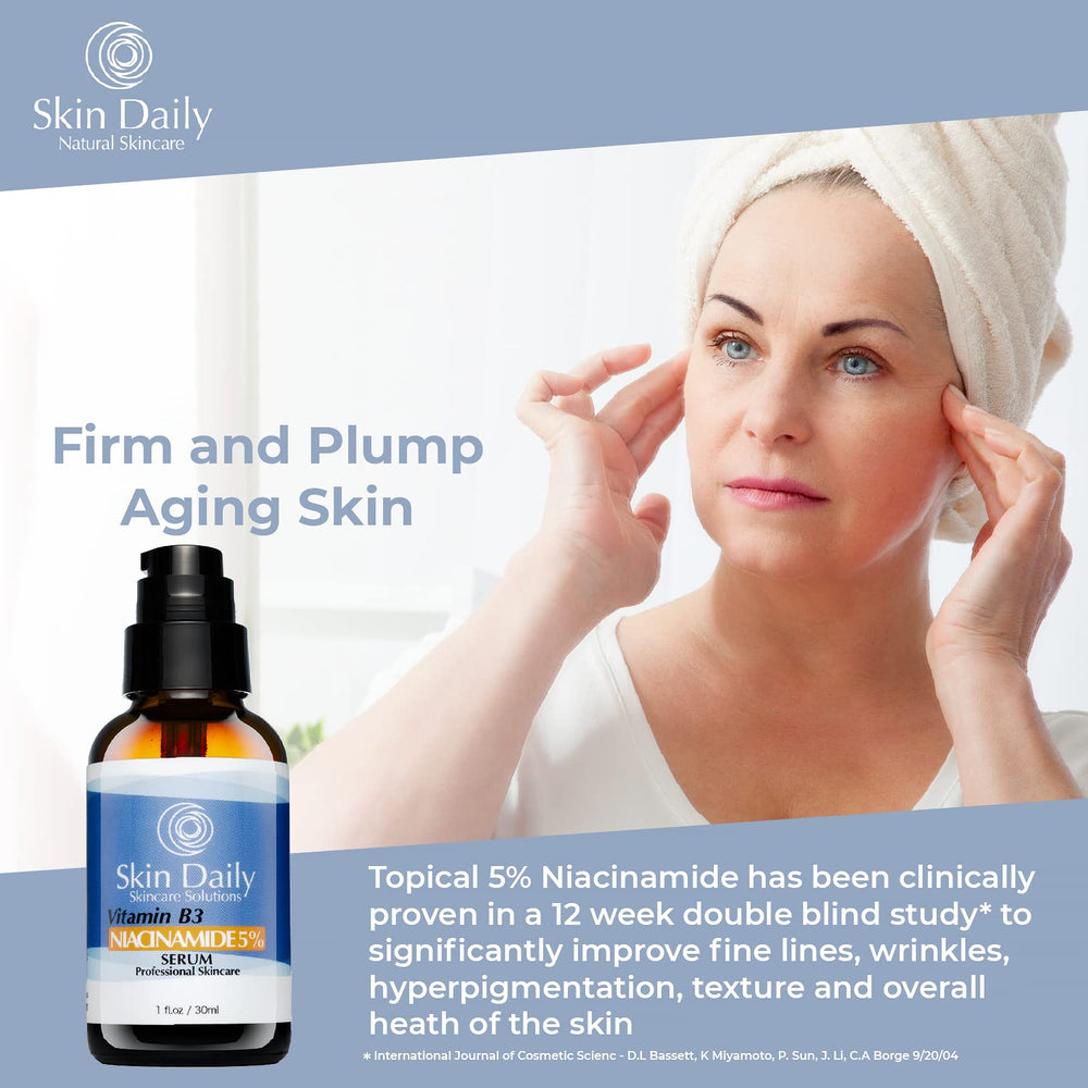 Skin Daily Skincare Solutions Niacinamida Serum: etiqueta indica hialuronico para hidratacion.