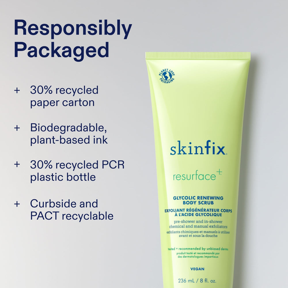 Envase sostenible y práctico para uso semanal del exfoliante.