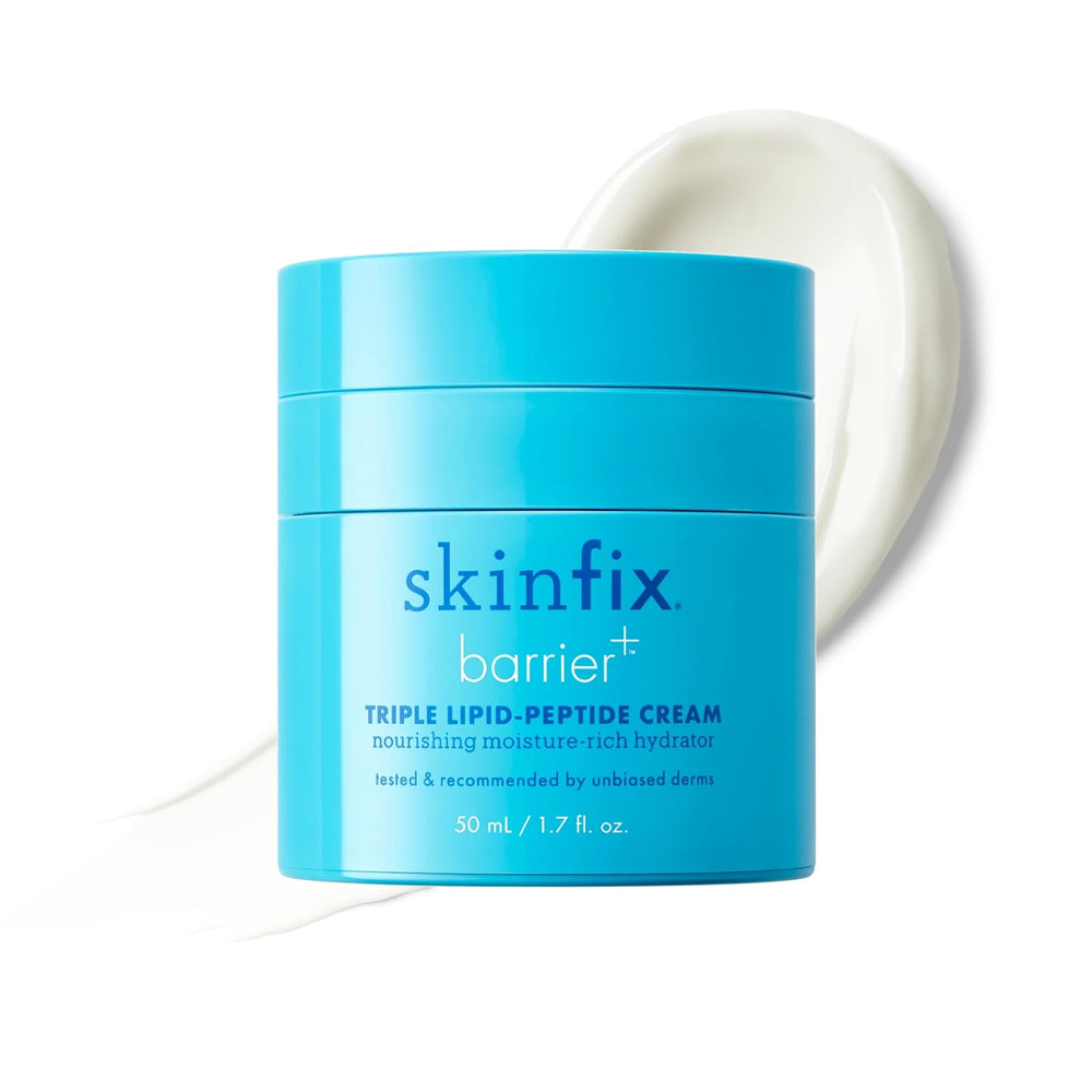 Skinfix crema triple lipídica con péptidos, frasco, hidrata profundamente y protege la barrera cutánea.