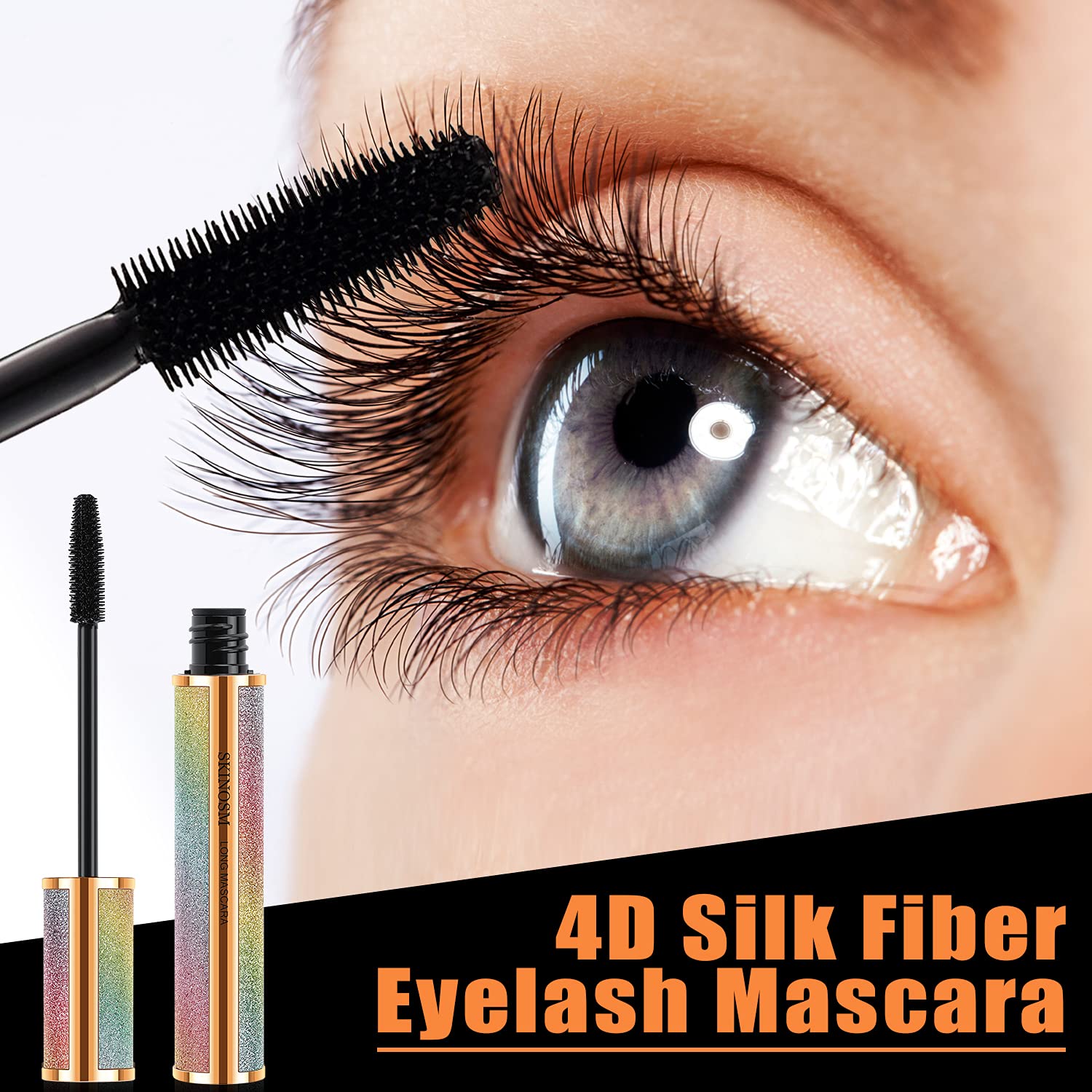 SKINOSM Mascara 4D seda, adecuada para ojos sensibles y usuarios de lentes de contacto