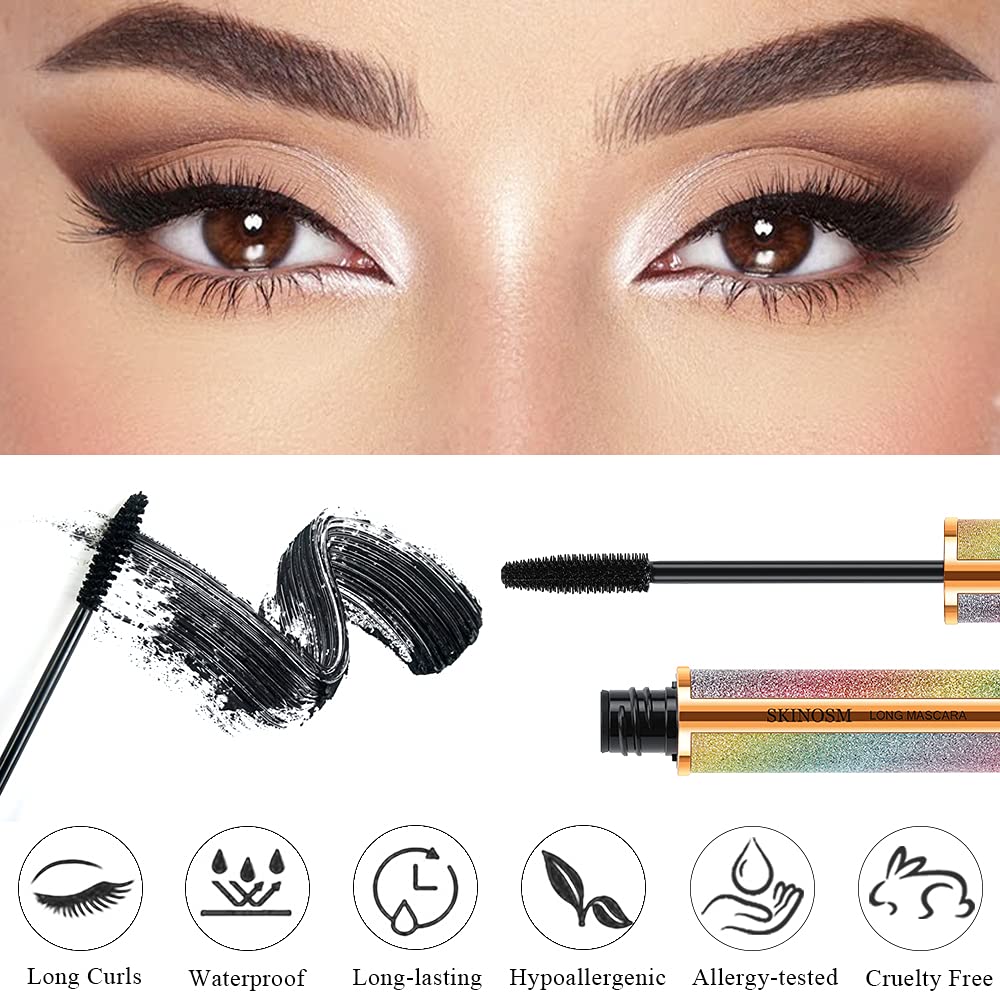 SKINOSM Mascara 4D seda, fórmula a prueba de agua para uso durante todo el día