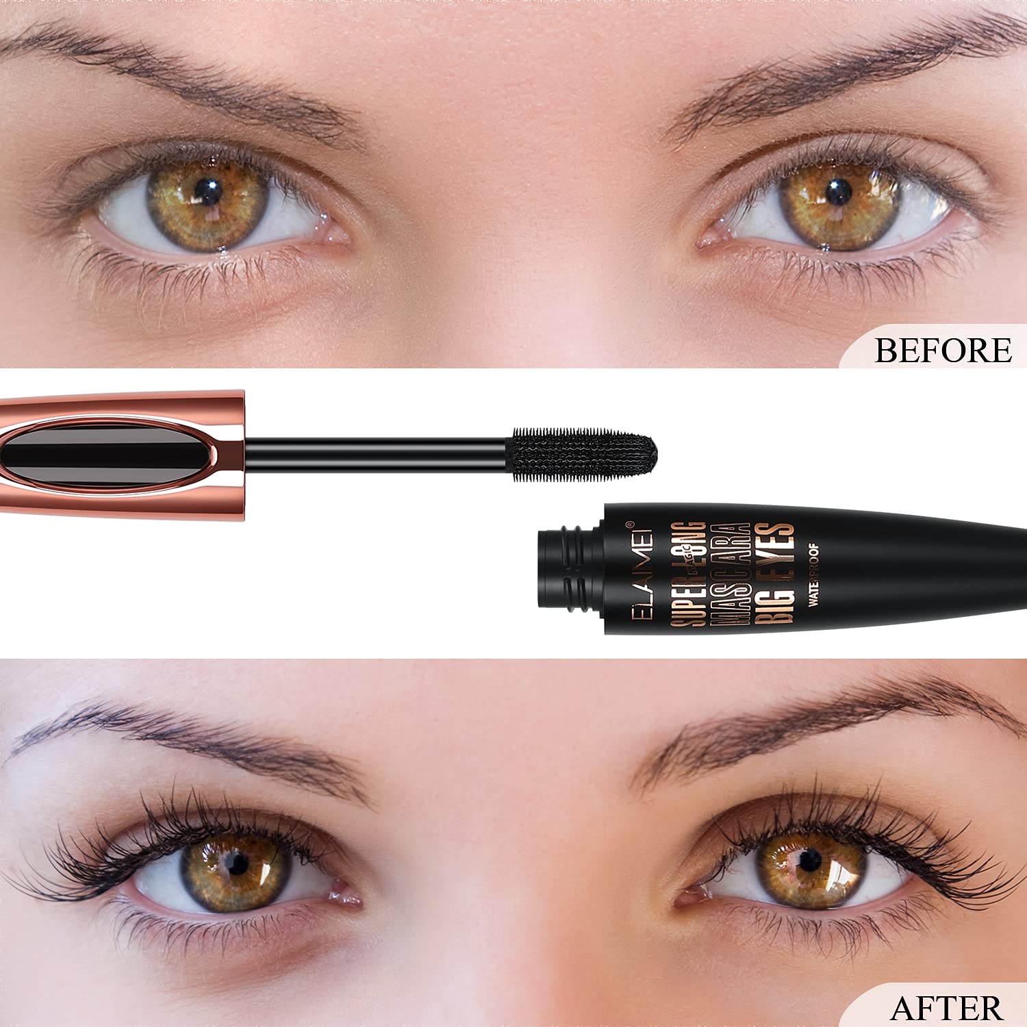 SKINOSM Mascara pestañas-definidas: define cada pestaña para efecto tridimensional.