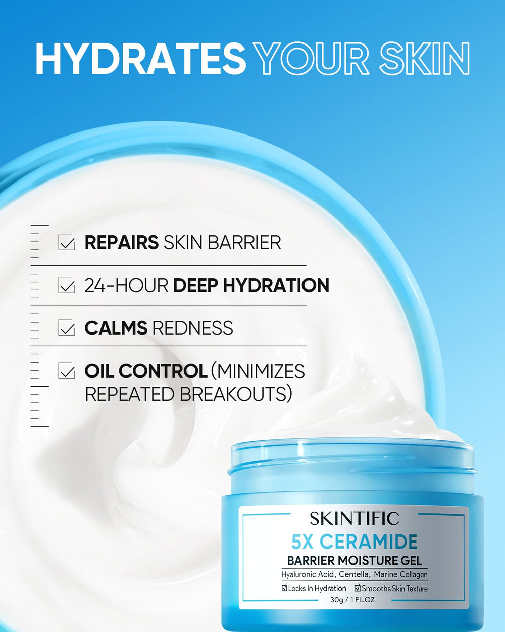 SKINTIFIC textura-gel-agua se absorbe al instante sin dejar grasa