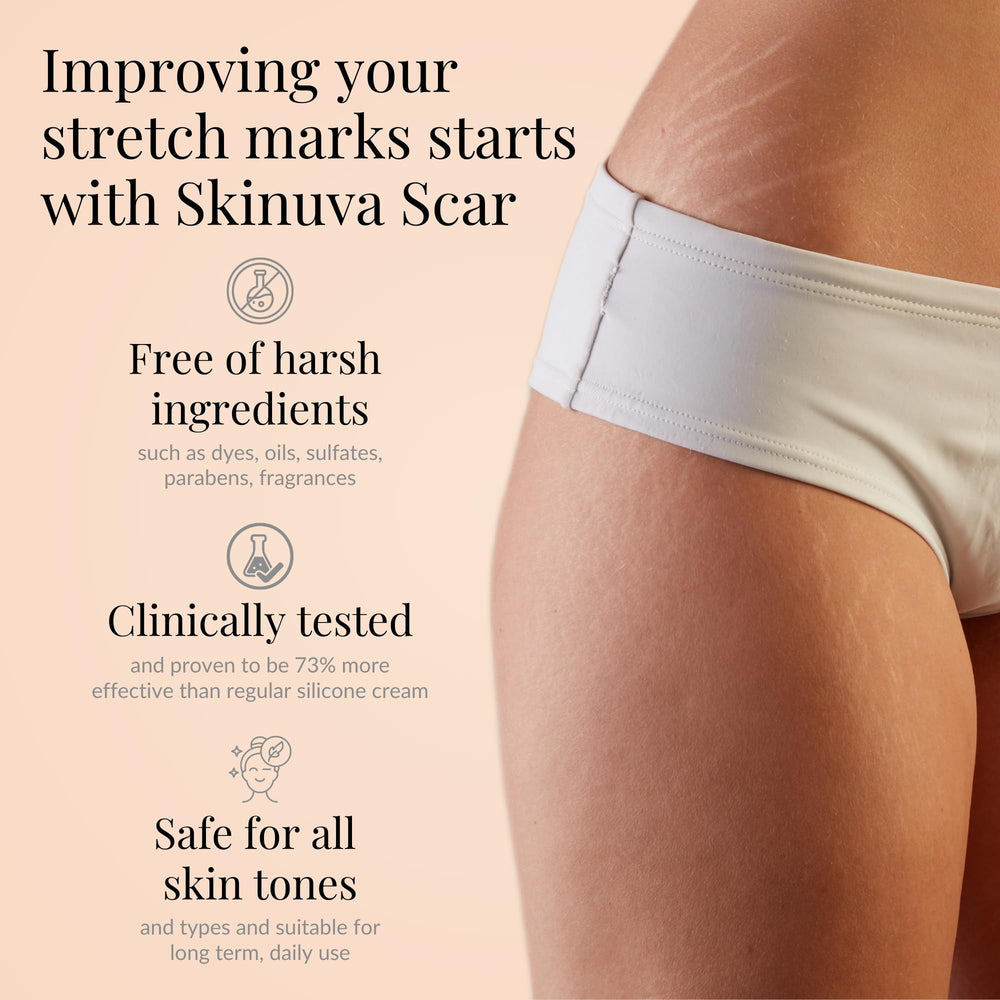 Skinuva estrías grandes, uso diario suave para la piel.