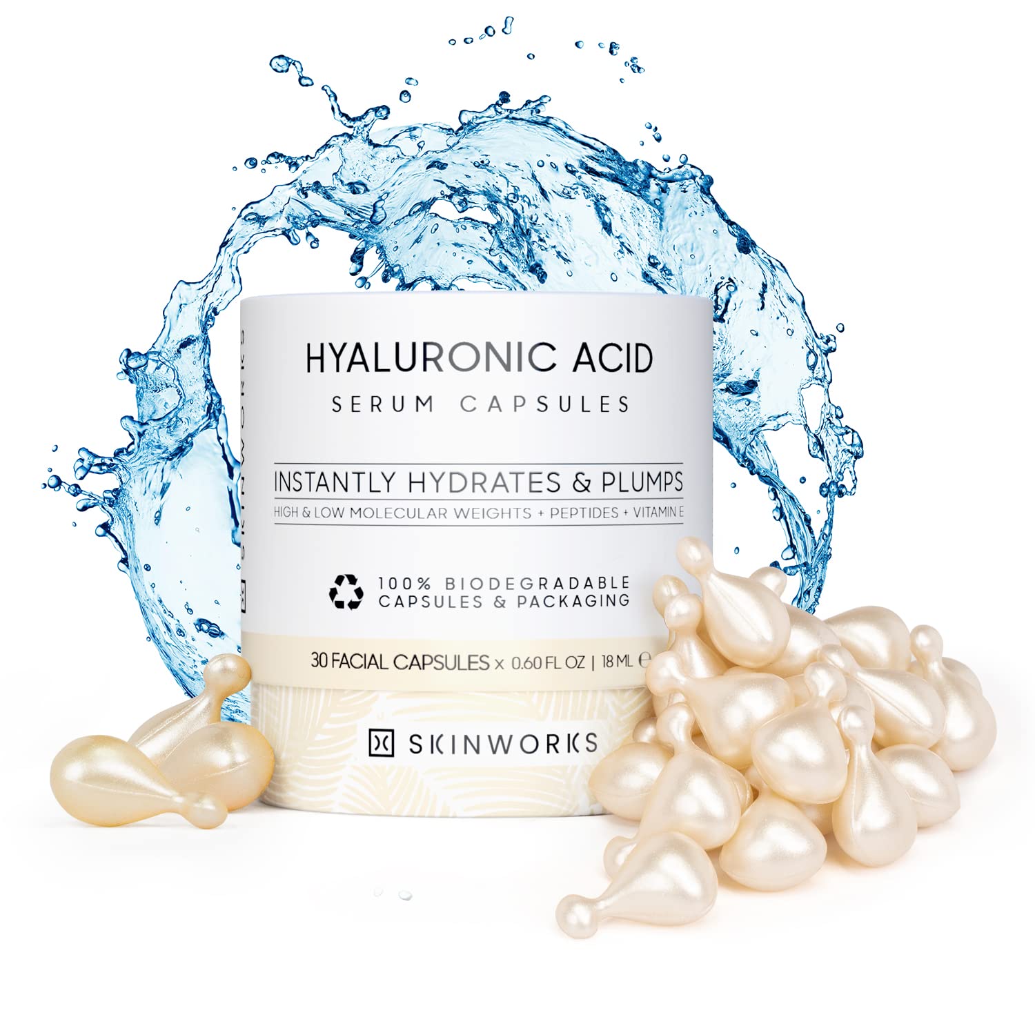 Skinworks Serum Hialurónico en bote, hidratación suave para la piel.