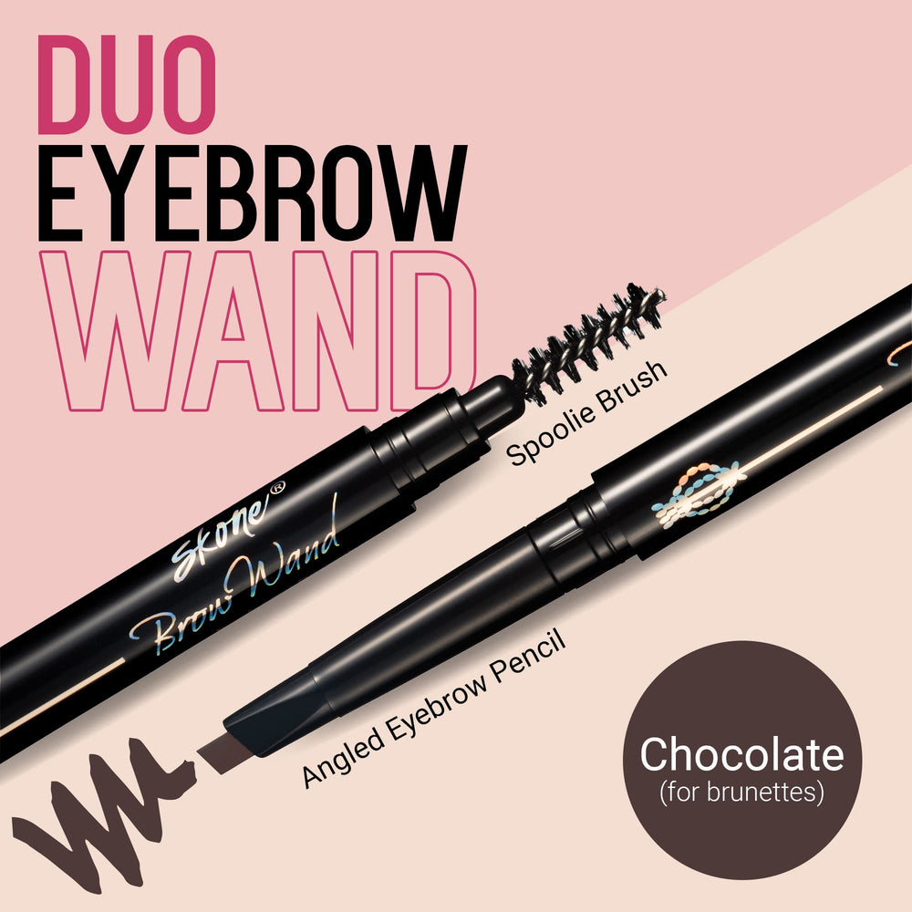 Skone Brow Wand con aplicador doble para definición precisa de cejas.