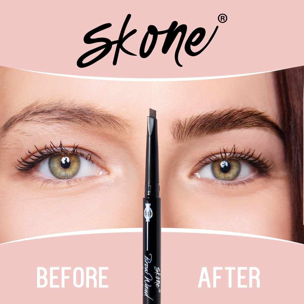 Skone Brow Wand con brocha larga para peinar y fijar.