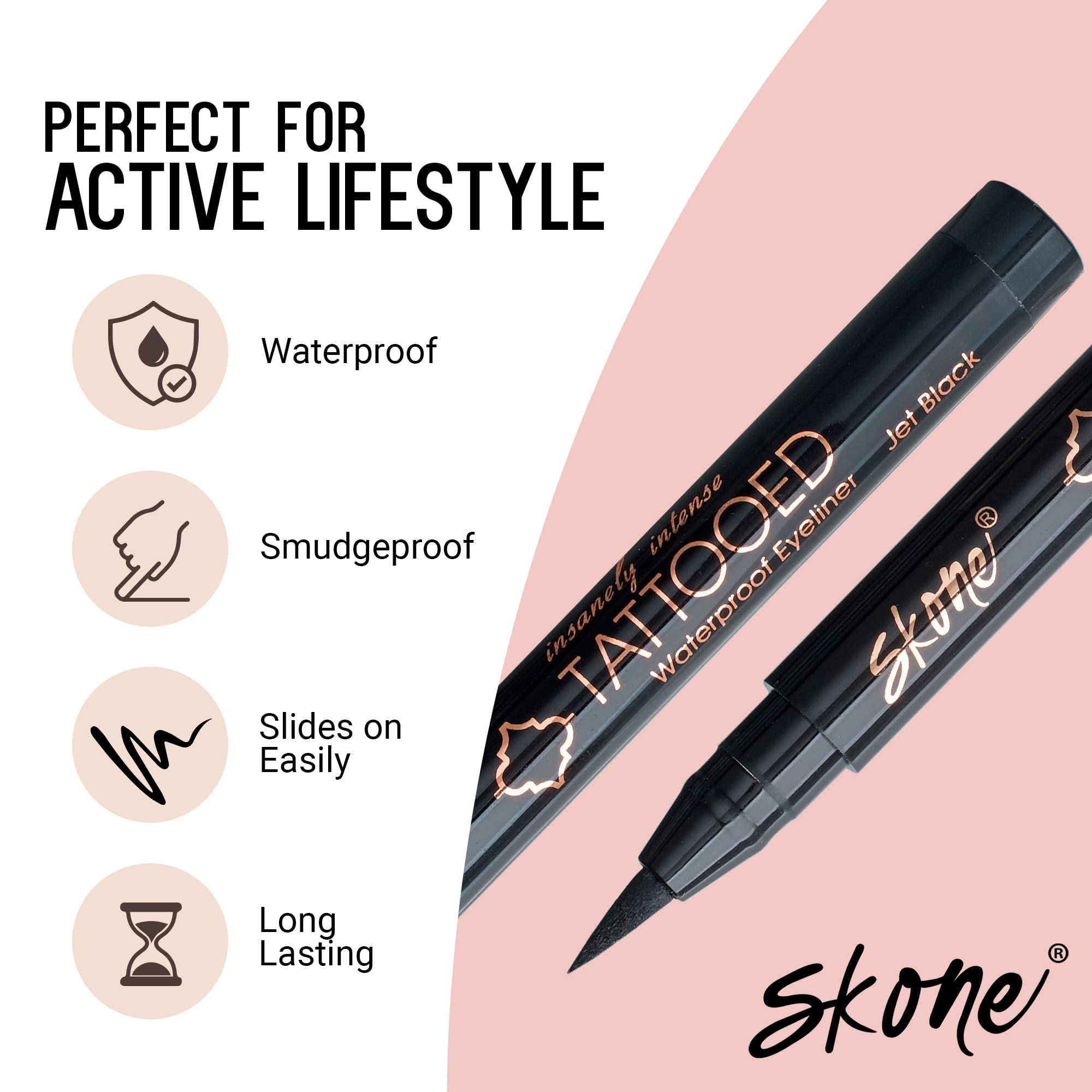 Delineador líquido Skone de secado rápido para aplicación limpia y sin borrones.