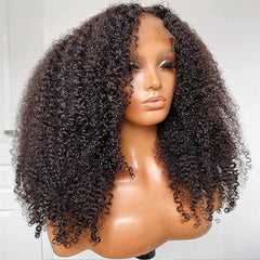 Skouty 24-inch kinky curly wig front view with natural lace front.