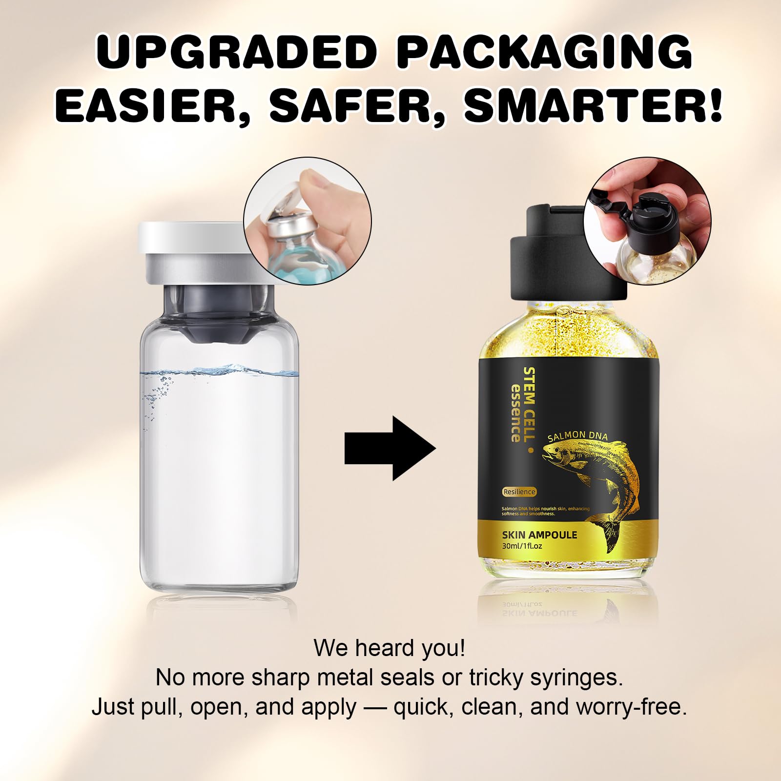 SKSOYT Serum ADN de salmón, empaque práctico para uso limpio.