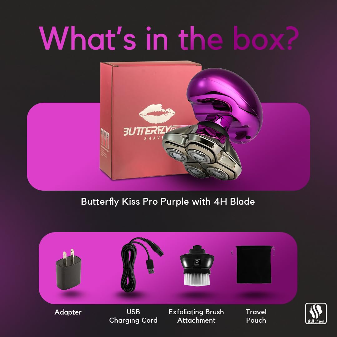 Skull Shaver Butterfly Kiss Pro, diseño portátil, perfecto para viaje