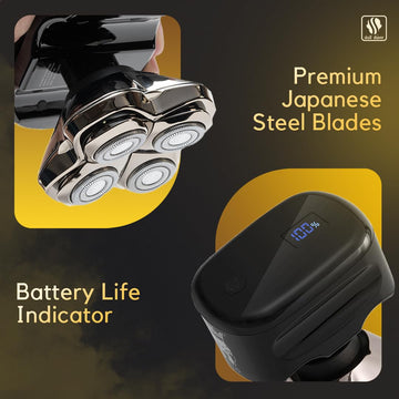 Skull Shaver Pitbull Gold Pro GX5 indicador de bateria luminoso para control en tiempo real.