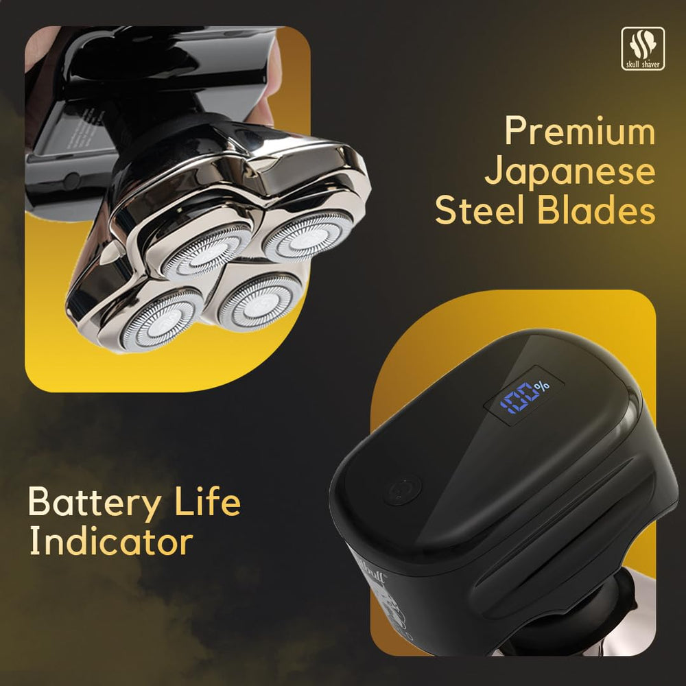 Skull Shaver Pitbull Gold Pro GX5 indicador de bateria luminoso para control en tiempo real.