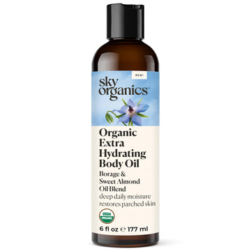 Sky Organics aceite corporal extra hidratante en frasco para piel suave