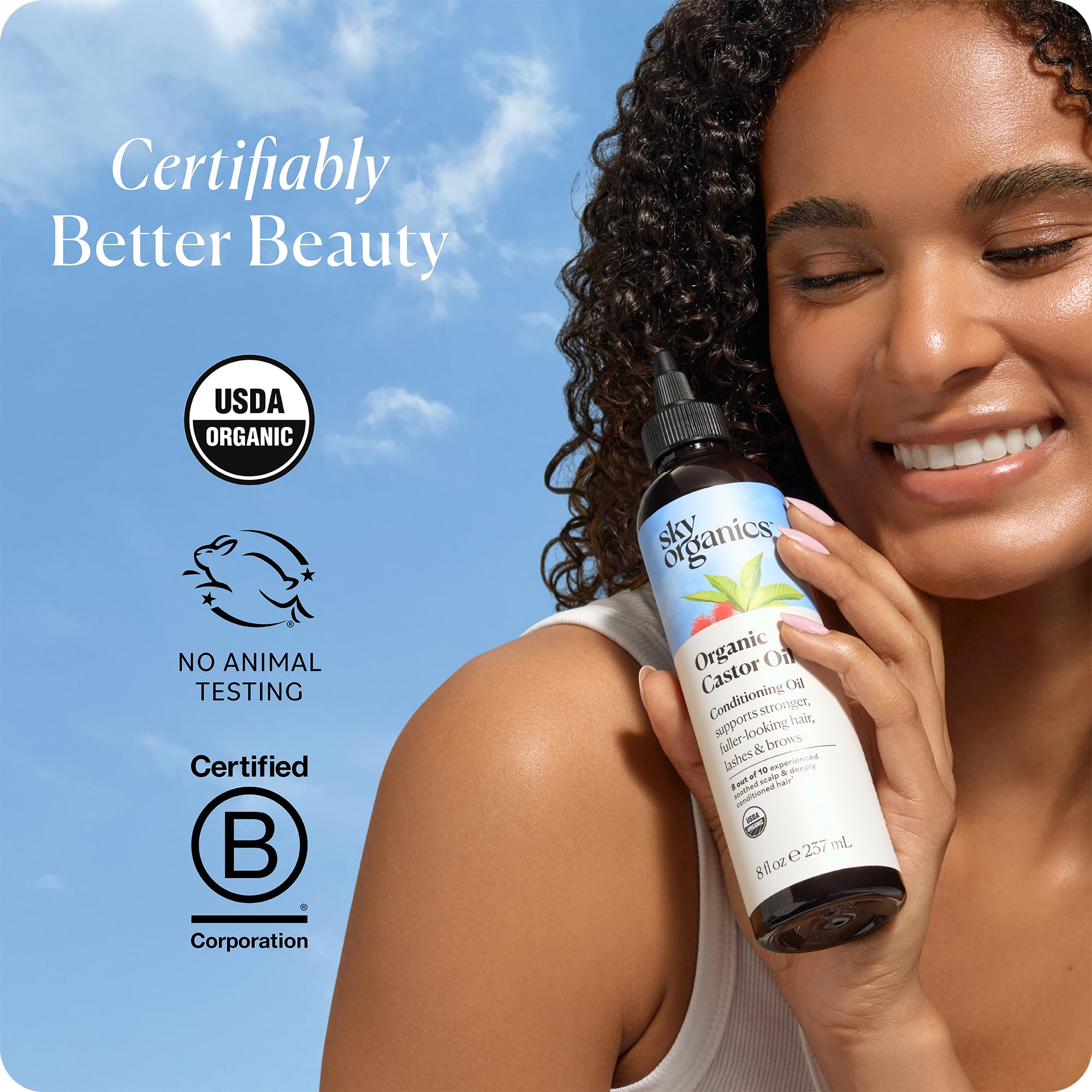 Sky Organics Aceite de ricino para cejas y pestañas.