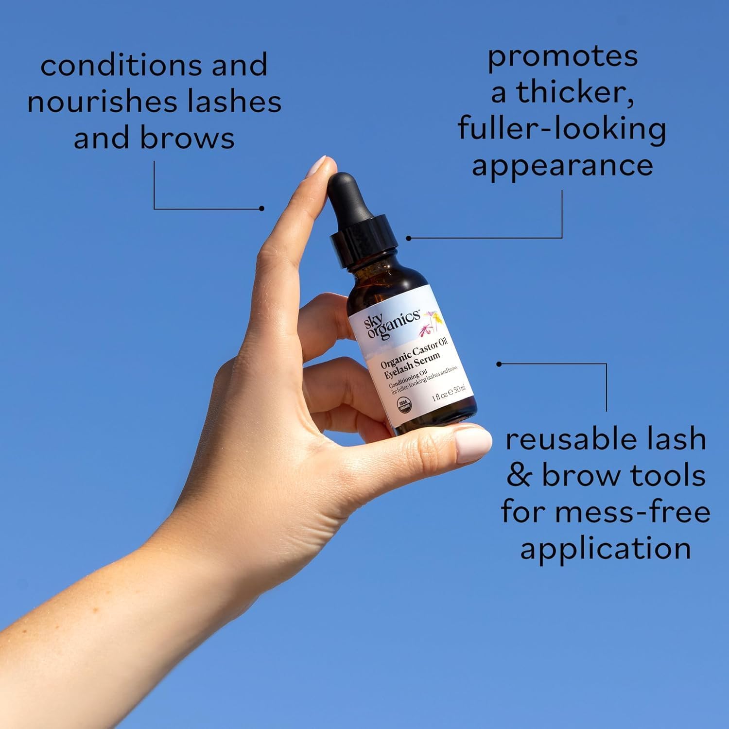 Sky Organics Aceite de Ricino para cejas, ayuda a definir el contorno.