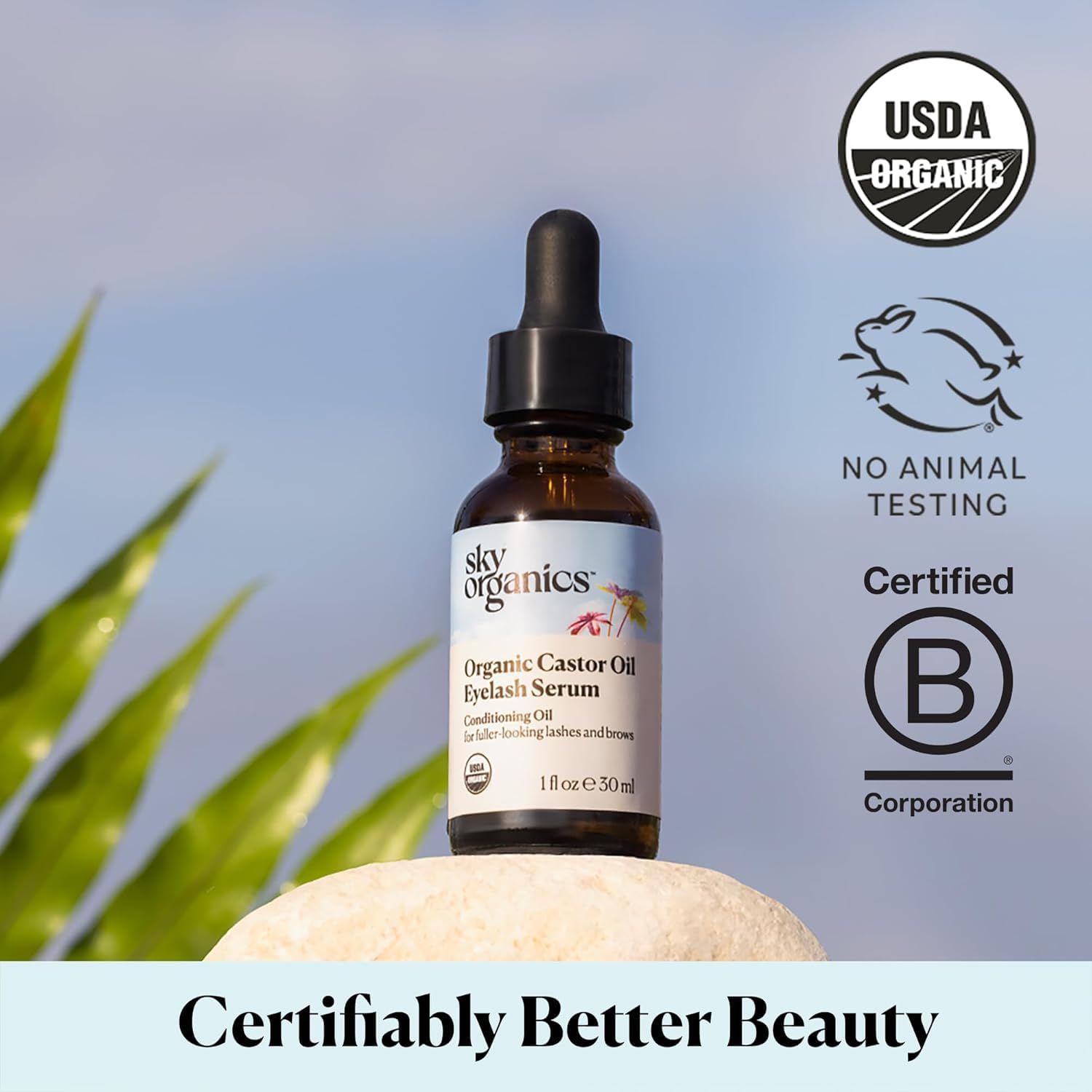 Sky Organics Aceite de Ricino en envase de 30 ml, cómodo para el uso diario.
