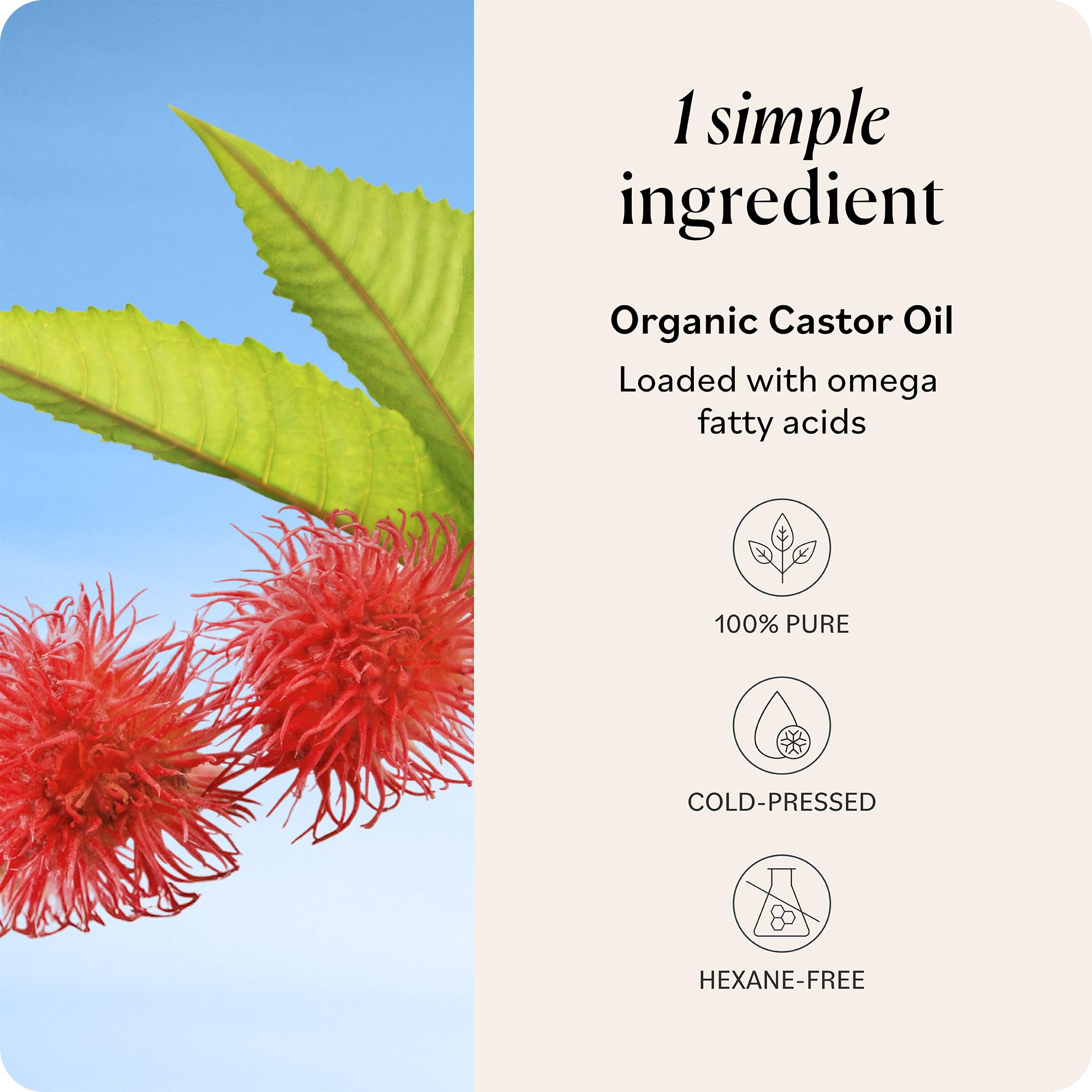 Sky Organics Aceite de ricino textura dorada y natural.