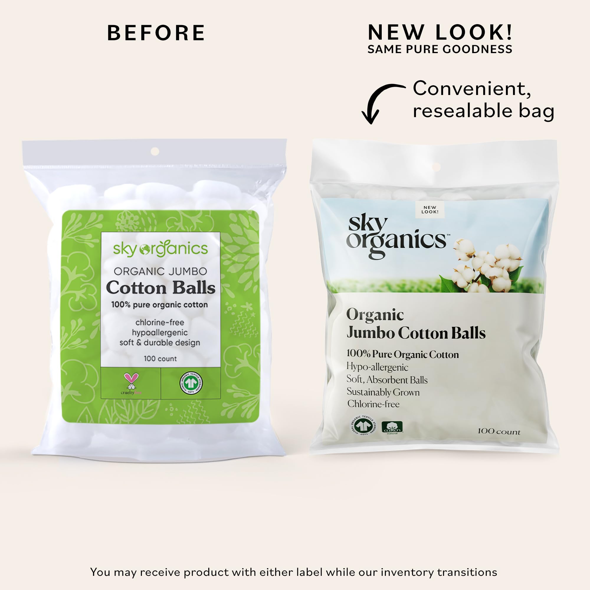 Sky Organics bolas de algodón orgánico en uso facial para aplicar tónicos