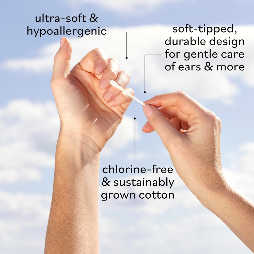 Sky Organics Coton-tiges sans chlore, nettoyage doux et sûr.
