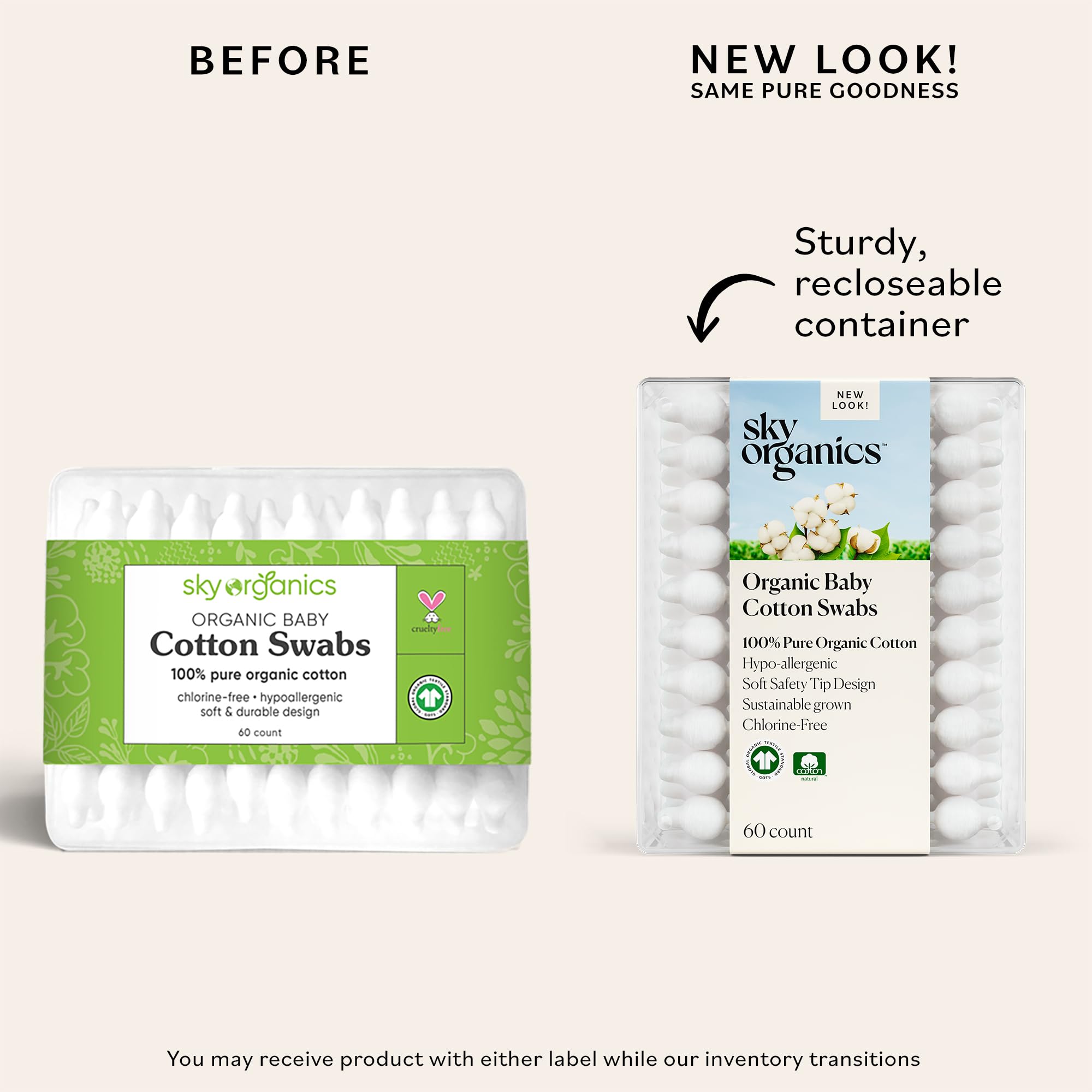 Sky Organics hisopos para bebé, puntas ultra suaves, ideales para piel sensible