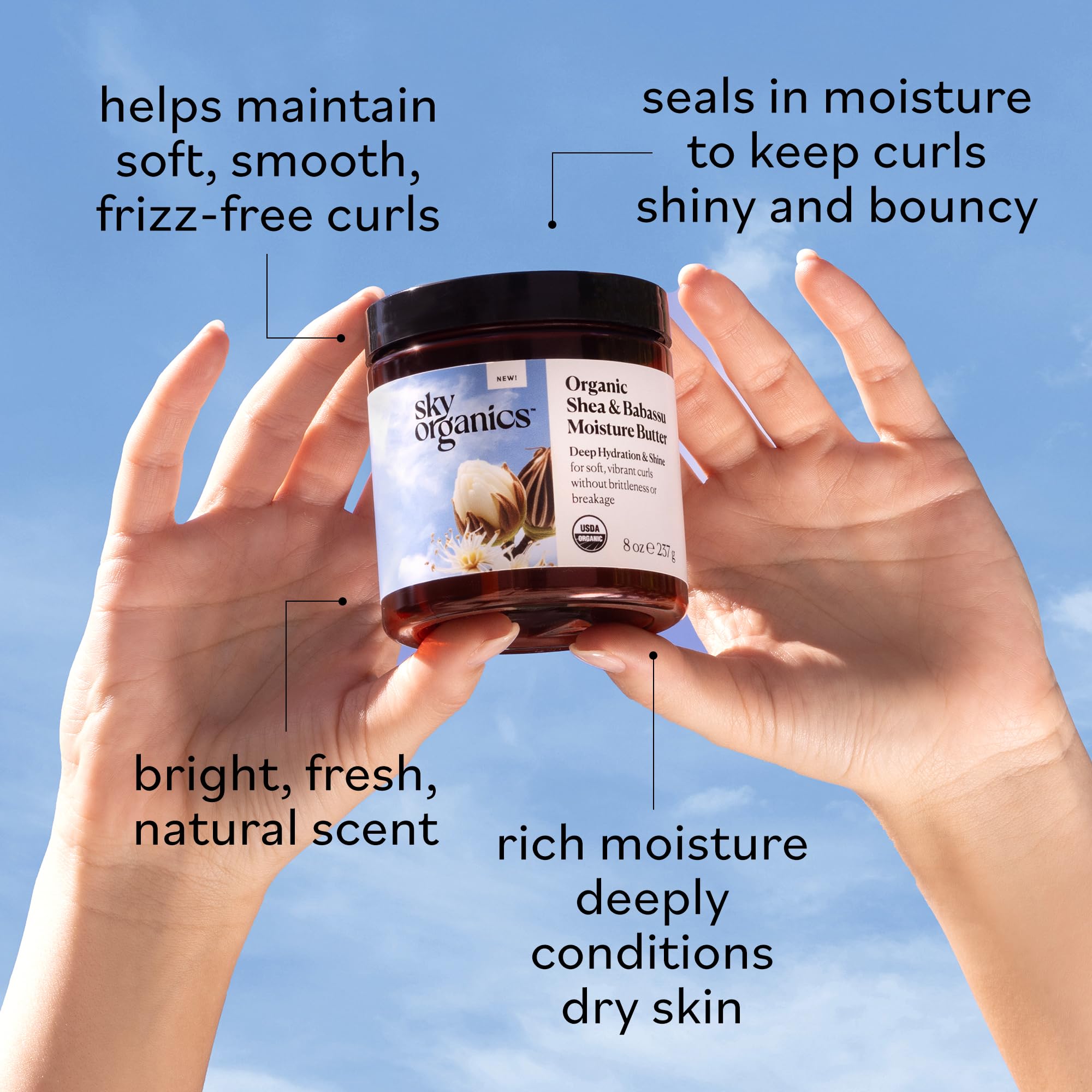 Sky Organics Manteca de Karité, cuidado de piel en manos y codos para suavidad.