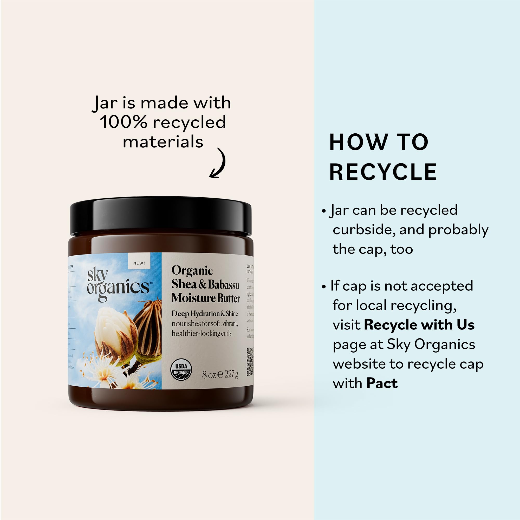 Sky Organics Manteca de Karité, usos diarios para cabello y piel hidratados.