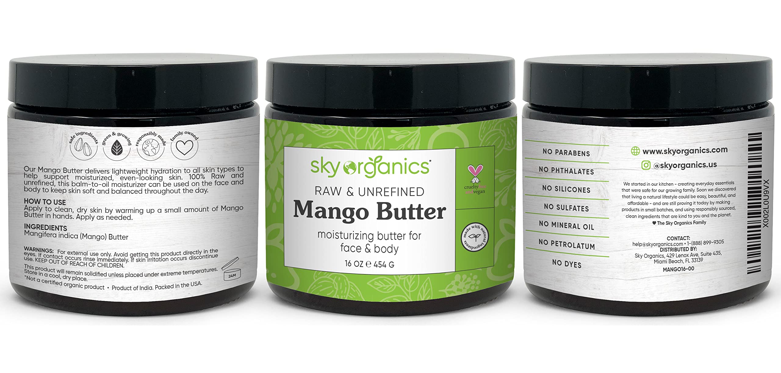 Sky Organics mantequilla de mango, piel normal a seca suave