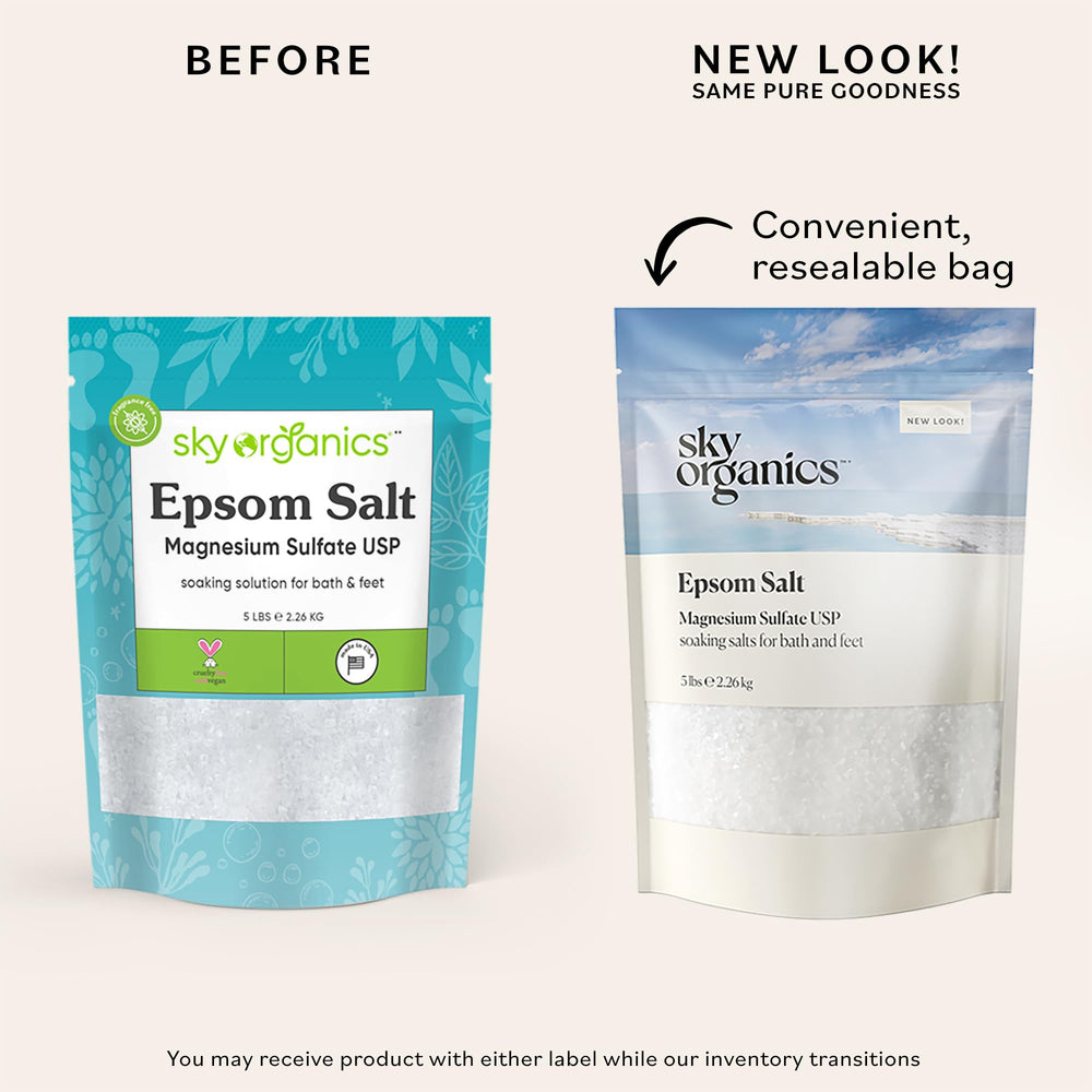 Sky Organics Sal Epsom sin fragancia apta para piel sensible.