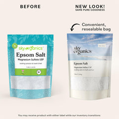 Sky Organics Sal Epsom sin fragancia apta para piel sensible.