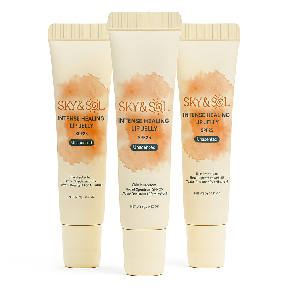 Sky y Sol Lip Jelly SPF25 Pack 3 visual principal: hidratación intensa y protección diaria.