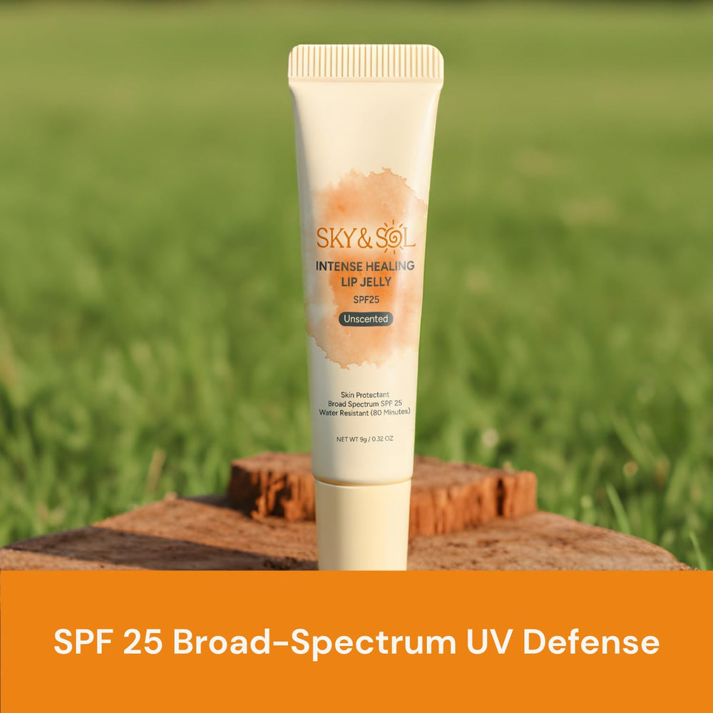 Sky y Sol Lip Jelly SPF25 protege labios con cobertura amplia y resistencia al agua.