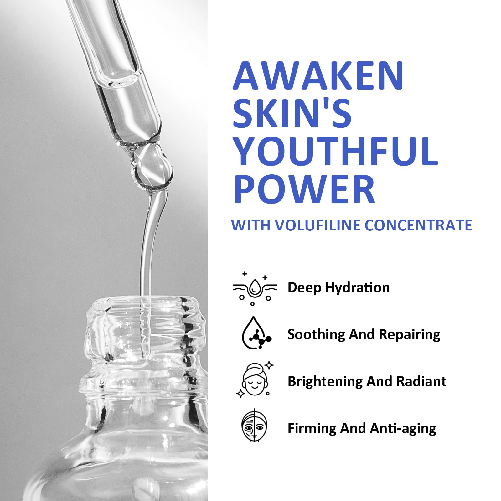 Penetración rápida de Skymore Volufiline Serum en la piel, efecto natural