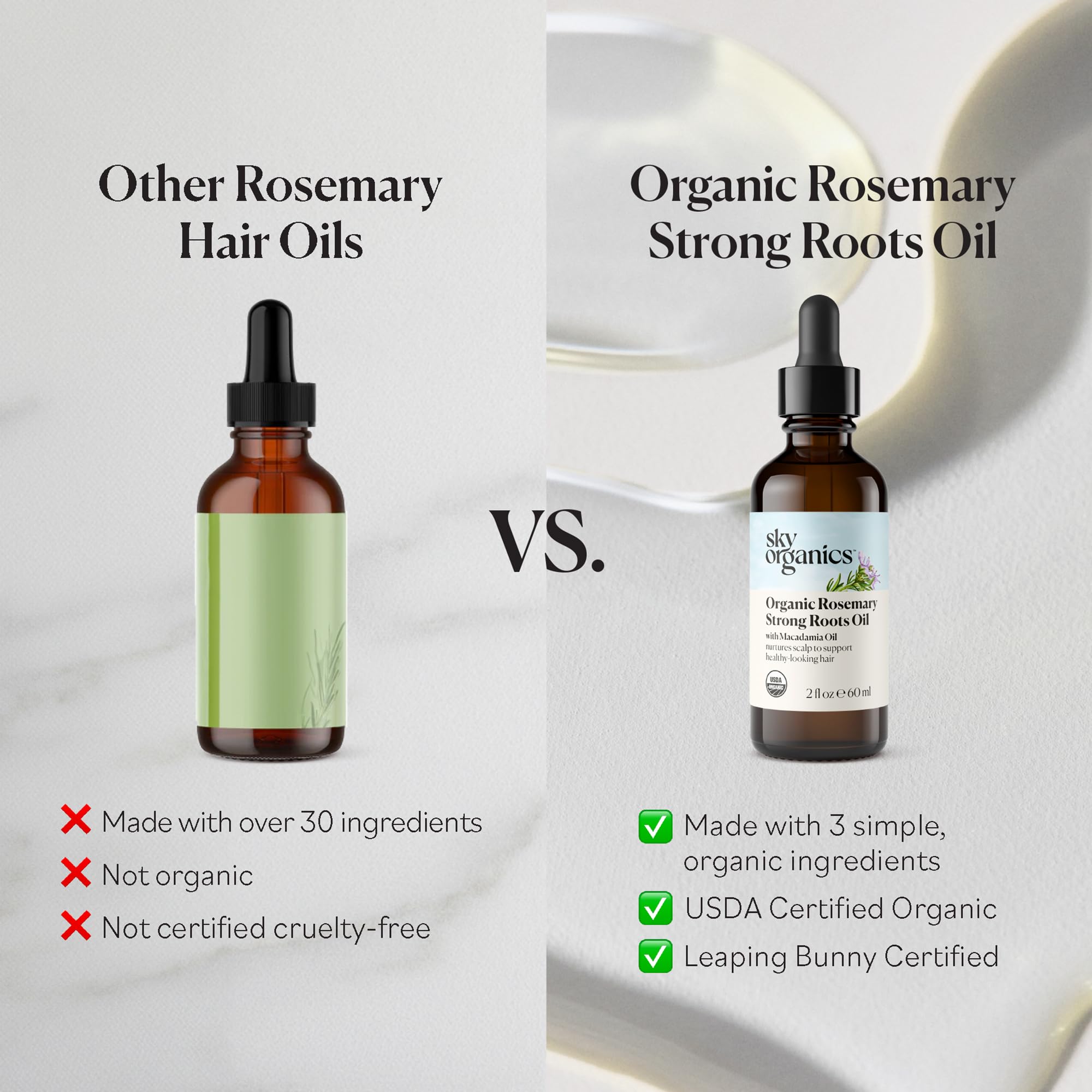 Sky Organics Rosemary Oil: certificación B Corp y libre de crueldad para un cuidado responsable.