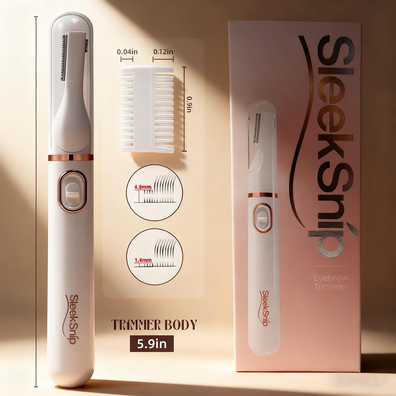 SleekSnip cuchilla hipoalergénica de acero inoxidable para uso delicado en la ceja.