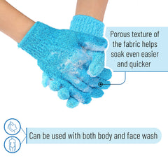 Guantes exfoliantes ergonómicos Slick Solutions para ajuste cómodo en cualquier mano.